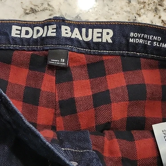 Eddie Bauer Women's Dark Blue Flannel Lined Jeans - Picture 5 of 7